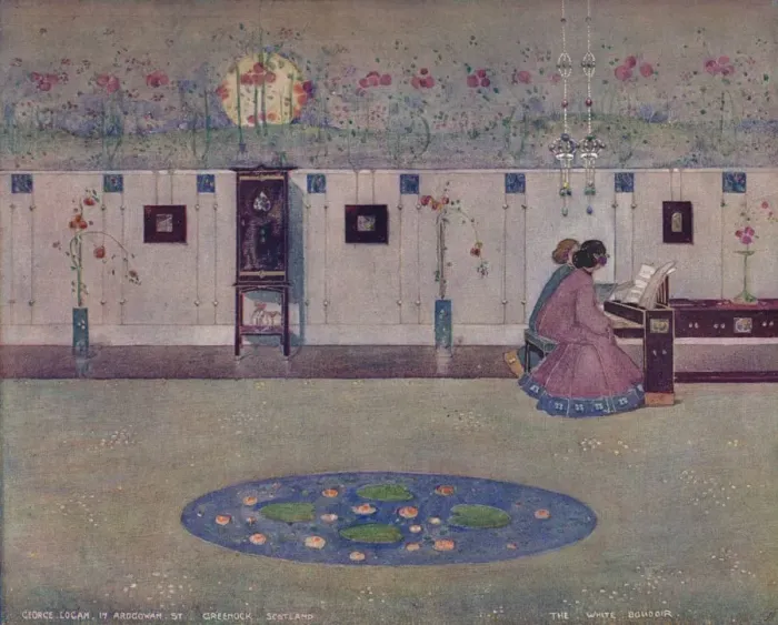 Framed Print : The White Boudoir, c1905. Artist: George Logan Framed Print : The White Boudoir, c1905. Artist: George Logan