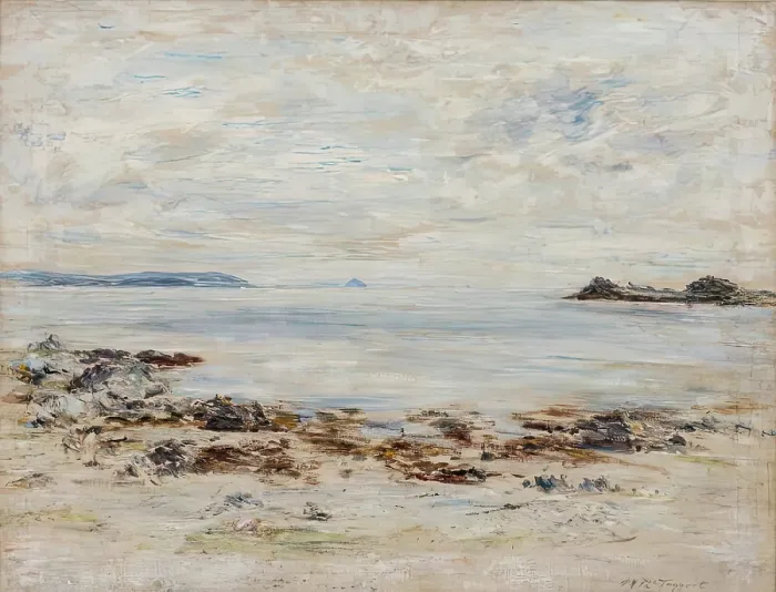 Framed Print : The White Calm - Ailsa Craig from Port an Righ, 1901. Creator: William McTaggart Framed Print : The White Calm - Ailsa Craig from Port an Righ, 1901. Creator: William McTaggart