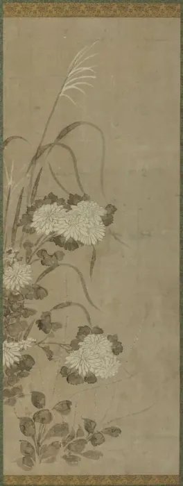 Framed Print : White chrysanthemums and grasses, Edo period, 1615-1868. Creator: Unknown Framed Print : White chrysanthemums and grasses, Edo period, 1615-1868. Creator: Unknown