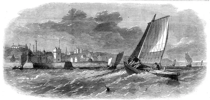 Framed Print : White-fish fisheries: fishing boats off Dysart, 1862. Creator: Unknown Framed Print : White-fish fisheries: fishing boats off Dysart, 1862. Creator: Unknown