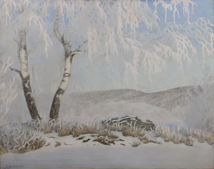 Framed Print : White Frost in Sunshine, 1903. Creator: Gustaf Fjaestad Framed Print : White Frost in Sunshine, 1903. Creator: Gustaf Fjaestad