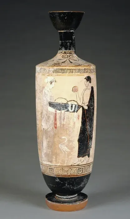 Framed Print : White-Ground Lekythos, 470-460 BC. Creator: Timokrates Painter Framed Print : White-Ground Lekythos, 470-460 BC. Creator: Timokrates Painter