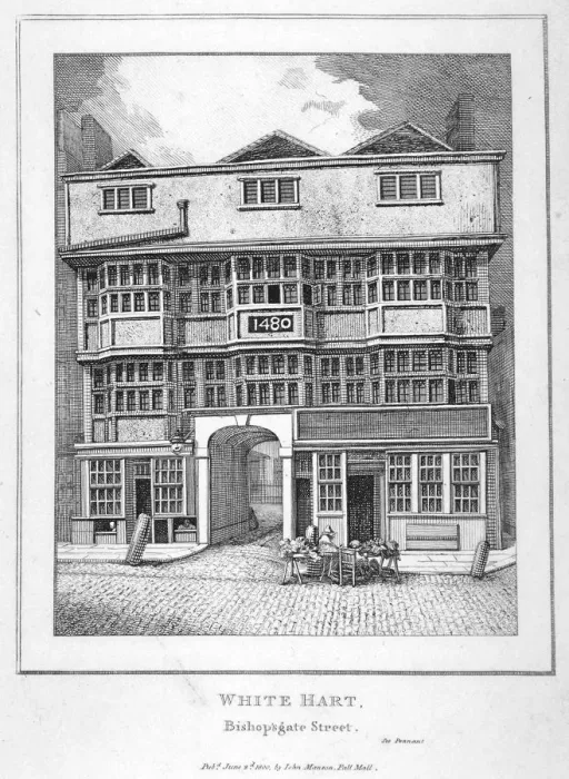 Framed Print : The White Hart Inn at no 119 White Hart Court, Bishopsgate, City of London, 1800 Framed Print : The White Hart Inn at no 119 White Hart Court, Bishopsgate, City of London, 1800