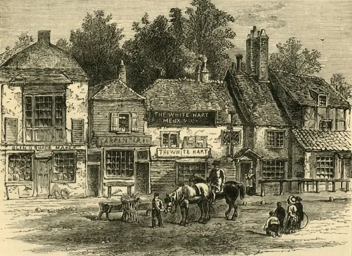 Framed Print : The White Hart, Knightsbridge, 1820, (c1876). Creator: Unknown Framed Print : The White Hart, Knightsbridge, 1820, (c1876). Creator: Unknown