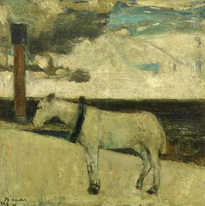 Framed Print : White Horse, 1928. Creator: Philibert Cockx Framed Print : White Horse, 1928. Creator: Philibert Cockx