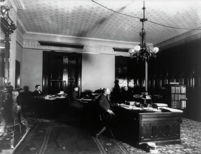 Framed Print : White House employees, between c1884 and 1910. Creator: Frances Benjamin Johnston Framed Print : White House employees, between c1884 and 1910. Creator: Frances Benjamin Johnston
