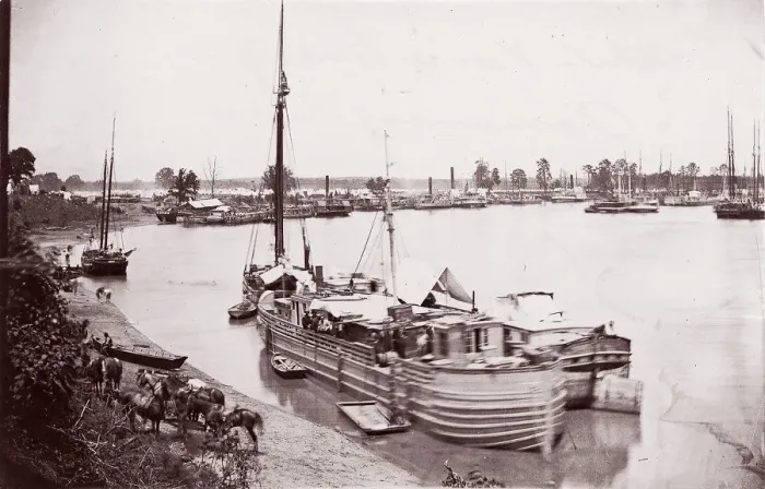 Framed Print : White House Landing, Pamunkey River, 1861-65. Creator: Tim O Sullivan Framed Print : White House Landing, Pamunkey River, 1861-65. Creator: Tim O Sullivan