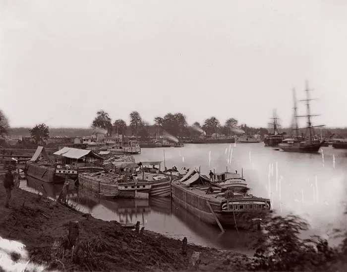Framed Print : White House Landing, Pamunkey River, 1861-65. Creator: Tim O Sullivan Framed Print : White House Landing, Pamunkey River, 1861-65. Creator: Tim O Sullivan