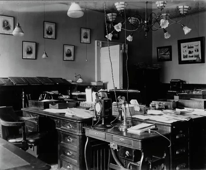 Framed Print : White House office, Washington, D.C. between 1889 and 1906. Creator: Frances Benjamin Johnston Framed Print : White House office, Washington, D.C. between 1889 and 1906. Creator: Frances Benjamin Johnston