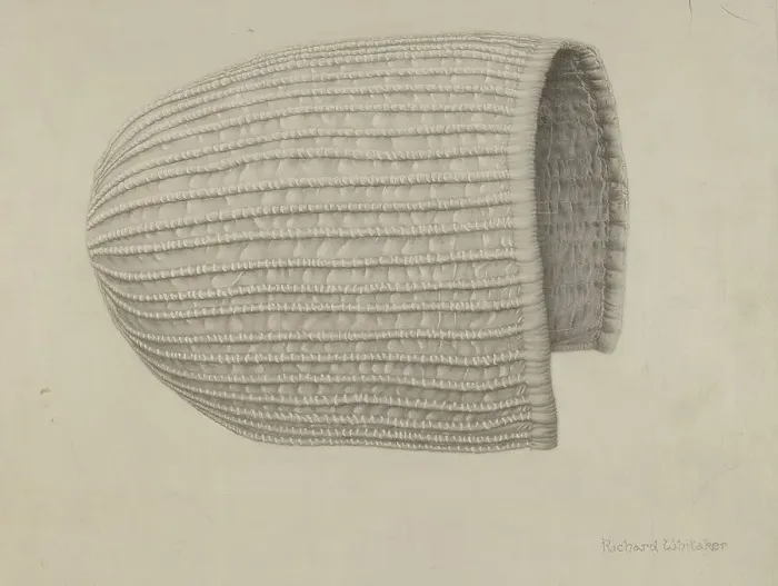 Framed Print : White Linen Corded Bonnet, 1935 / 1942. Creator: Richard Whitaker Framed Print : White Linen Corded Bonnet, 1935 / 1942. Creator: Richard Whitaker