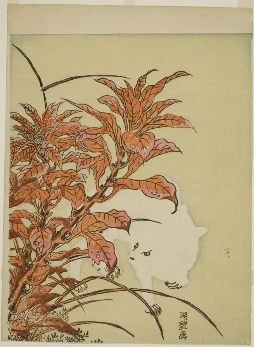 Framed Print : White Rabbit and Amaranth, c. 1771. Creator: Isoda Koryusai Framed Print : White Rabbit and Amaranth, c. 1771. Creator: Isoda Koryusai