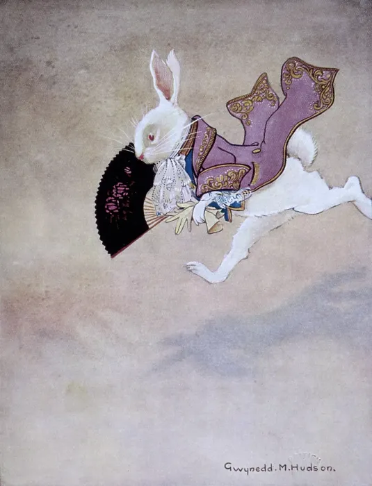 Framed Print : The White Rabbit in a hurry, 1922. Creator: Gwynedd M Hudson Framed Print : The White Rabbit in a hurry, 1922. Creator: Gwynedd M Hudson