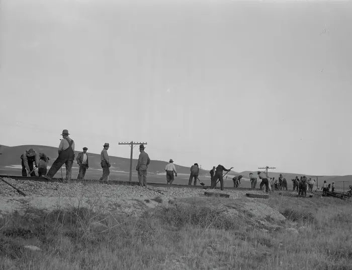 Framed Print : White section gang near King City, California, 1937. Creator: Dorothea Lange