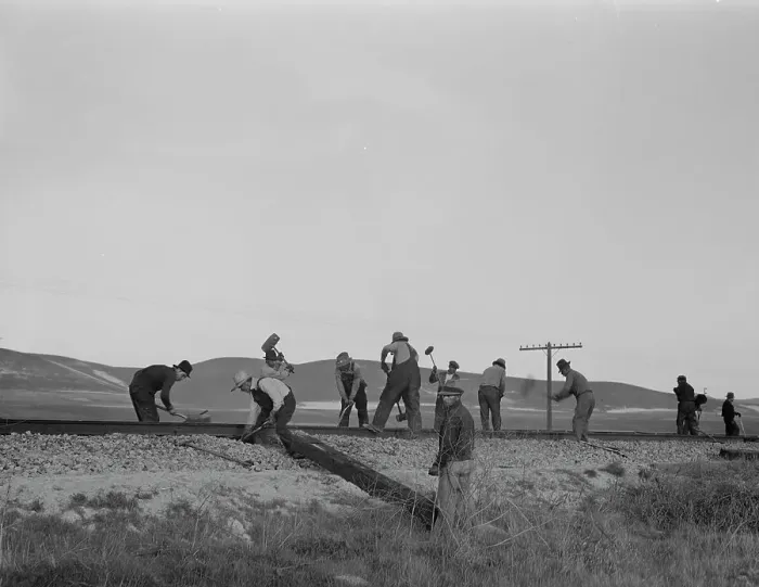 Framed Print : White section gang near King City, California, 1937. Creator: Dorothea Lange