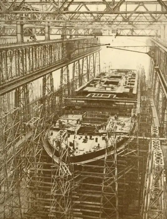 Framed Print : The White Star Liner Doric Under Construction, c1930. Creator: Unknown Framed Print : The White Star Liner Doric Under Construction, c1930. Creator: Unknown