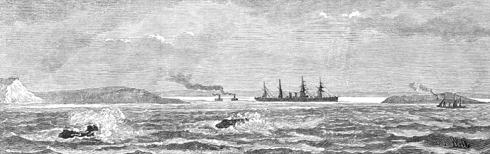 Framed Print : The White Star steam-ship Britannic aground off Kenmore, coast of Wexford, 1881. Creator: Unknown