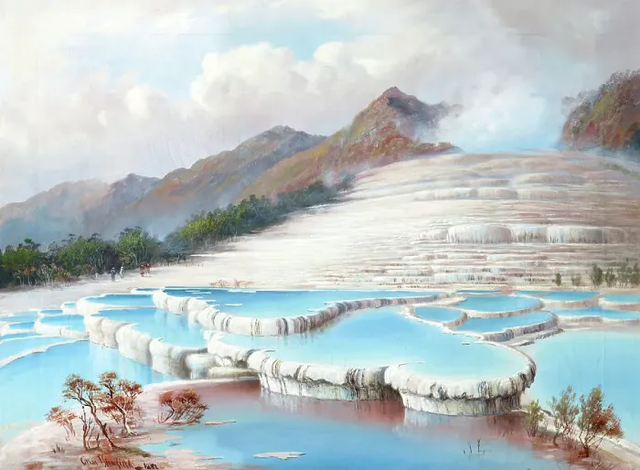 Framed Print : White Terraces, 1882. Creator: Charles Blomfield Framed Print : White Terraces, 1882. Creator: Charles Blomfield