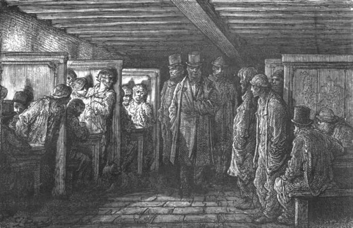 Framed Print : A Whitechapel Coffee House, 1872. Creator: Gustave Doré Framed Print : A Whitechapel Coffee House, 1872. Creator: Gustave Doré