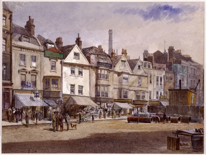 Framed Print : Whitechapel High Street, Stepney, London, 1884. Artist: John Crowther Framed Print : Whitechapel High Street, Stepney, London, 1884. Artist: John Crowther