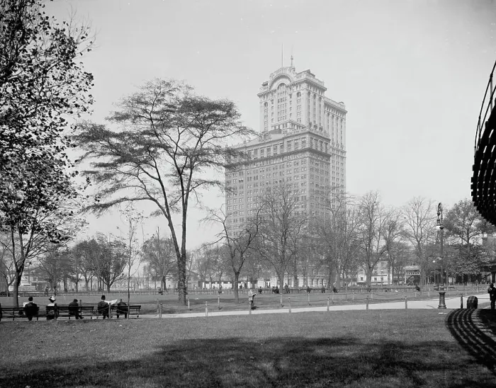 Framed Print : Whitehall Buildings [sic] from Battery Park, New York, between 1910 and 1920. Creator: Unknown