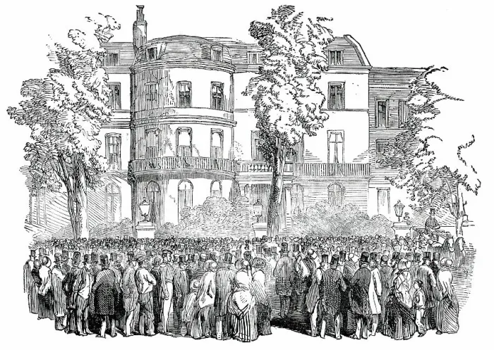 Framed Print : Whitehall Gardens, London, 1850. Creator: Unknown Framed Print : Whitehall Gardens, London, 1850. Creator: Unknown