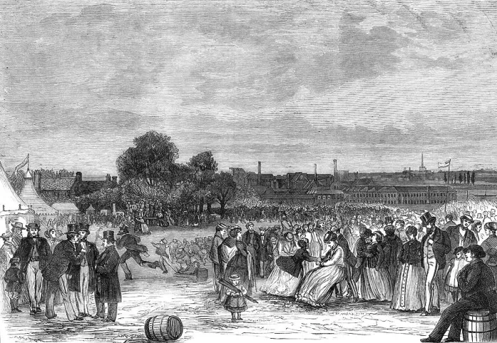 Framed Print : Whitsuntide festival of workpeople at Norwich, 1869. Creator: Unknown Framed Print : Whitsuntide festival of workpeople at Norwich, 1869. Creator: Unknown