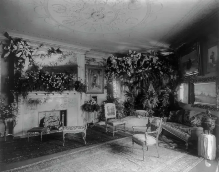 Framed Print : Whittemore House, Washington, D.C. - interior of parlor, showing decorations, c1900. Creator: Frances Benjamin Johnston Framed Print : Whittemore House, Washington, D.C. - interior of parlor, showing decorations, c1900. Creator: Frances Benjamin Johnston
