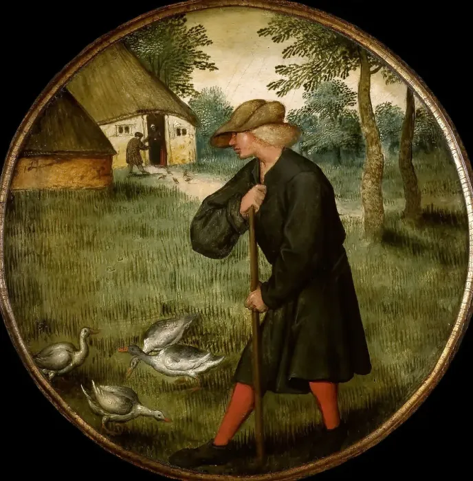 Framed Print : Who Knows why Geese Walk Barefoot?, End of 16th cen. Creator: Brueghel, Pieter, the Younger (1564-1638) Framed Print : Who Knows why Geese Walk Barefoot?, End of 16th cen. Creator: Brueghel, Pieter, the Younger (1564-1638)