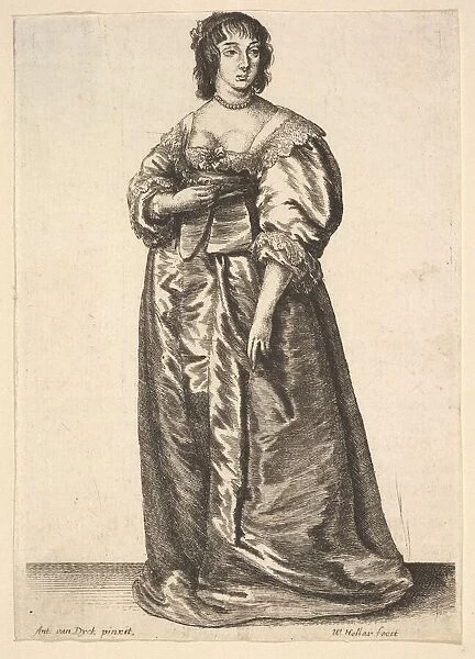 Whole-length lady, after Anthony van Dyck, 1625-77. Creator: Wenceslaus Hollar