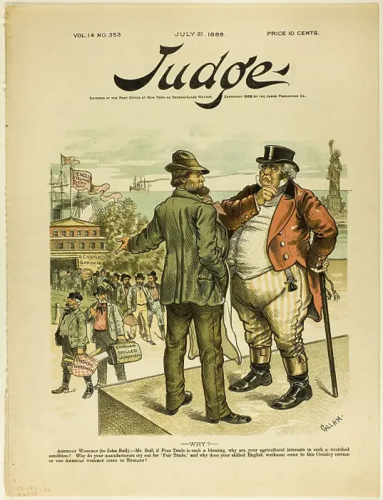 Framed Print : Why?, from Judge, published July 21, 1888. Creator: Bernard Gillam Framed Print : Why?, from Judge, published July 21, 1888. Creator: Bernard Gillam