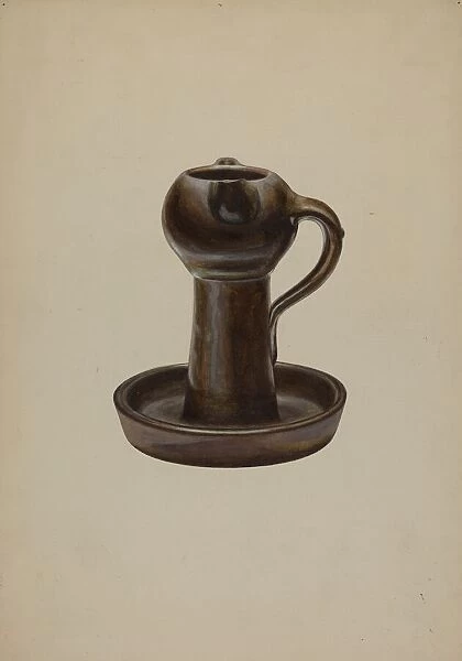 Two Wick Lamp, c. 1940. Creator: Henry Moran