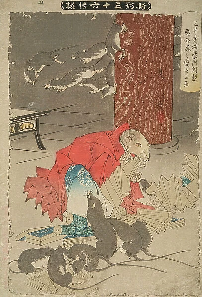 The Wicked Thoughts of the Priest Raigo of Miidera Transform Him into a Rat, 1891. Creator: Tsukioka Yoshitoshi