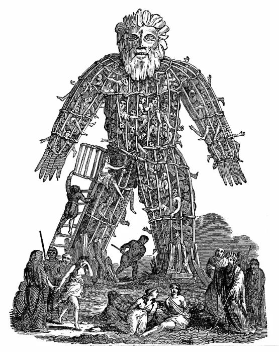 Framed Print : Wicker man, 1832. Creator: Anonymous Framed Print : Wicker man, 1832. Creator: Anonymous