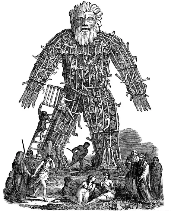 Framed Print : Wicker man, 1st century AD, (1832) Framed Print : Wicker man, 1st century AD, (1832)