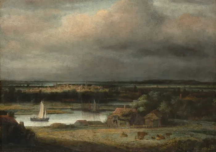 Framed Print : Wide River Landscape, ca. 1648-49. Creator: Philip Koninck Framed Print : Wide River Landscape, ca. 1648-49. Creator: Philip Koninck