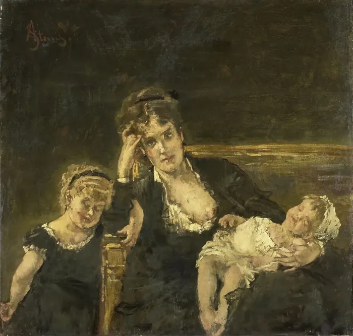 Framed Print : The widow, 1850-1906. Creator: Alfred Stevens Framed Print : The widow, 1850-1906. Creator: Alfred Stevens