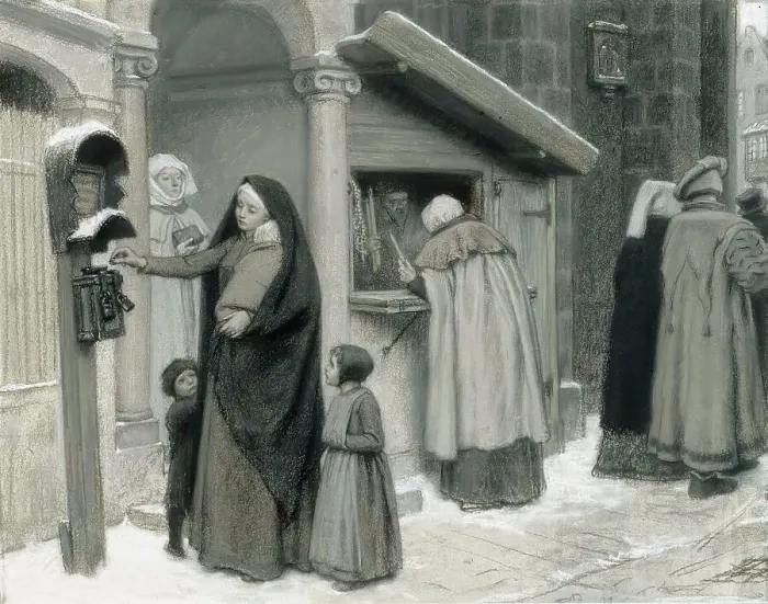 Framed Print : A widow and her children, 1899. Creator: Georg von Rosen Framed Print : A widow and her children, 1899. Creator: Georg von Rosen