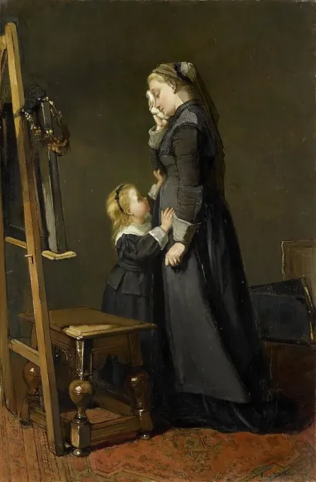 Framed Print : The Widow of a Painter, 1870. Creator: Kate Bisschop-Swift Framed Print : The Widow of a Painter, 1870. Creator: Kate Bisschop-Swift