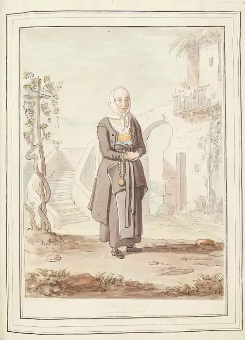 Framed Print : A Widow Woman of Procida, leaf from A Collection of Dresses by David Allan Mostly from Nature, 1776 Creator: David Allan. A Widow Woman of Procida Framed Print : A Widow Woman of Procida, leaf from A Collection of Dresses by David Allan Mostly from Nature, 1776 Creator: David Allan. A Widow Woman of Procida