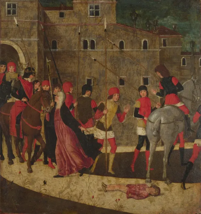 Framed Print : The Widows Petition, Between 1475 and 1500. Artist: Italian master Framed Print : The Widows Petition, Between 1475 and 1500. Artist: Italian master
