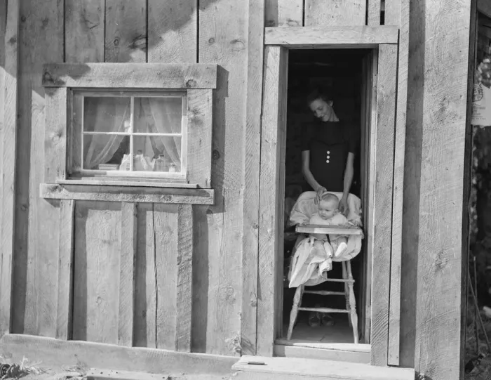 Framed Print : Wife and baby of president of Ola self-help sawmill co-op... Gem County, Idaho, 1939. Creator: Dorothea Lange Framed Print : Wife and baby of president of Ola self-help sawmill co-op... Gem County, Idaho, 1939. Creator: Dorothea Lange