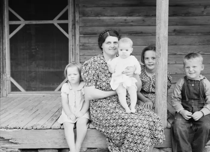 Framed Print : Wife and children of tobacco sharecropper on front... Person County, North Carolina, 1939 Creator: Dorothea Lange Framed Print : Wife and children of tobacco sharecropper on front... Person County, North Carolina, 1939 Creator: Dorothea Lange