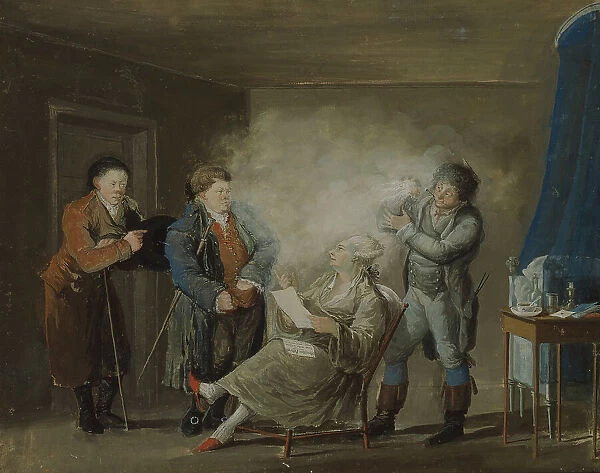 While the Wig is Being Powdered, c18th century. Creator: Pehr Nordquist