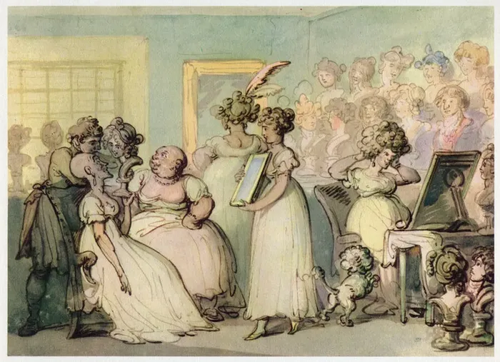 Framed Print : A wig shop, c1780-1825. Creator: Thomas Rowlandson Framed Print : A wig shop, c1780-1825. Creator: Thomas Rowlandson