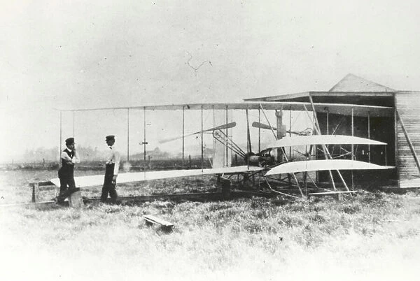 Wilbur and Orville Wright with Flyer II at Huffman Prairie, Dayton, Ohio, USA, May 1
