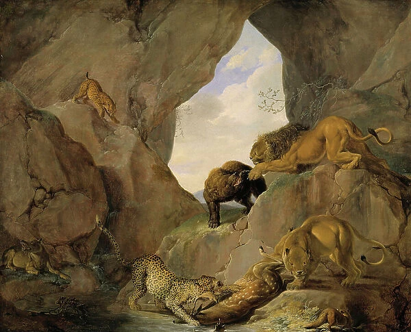 Wild Animals in a Mountain Gorge, late 16th century. Creator: Carl Borromaus Andreas Ruthart