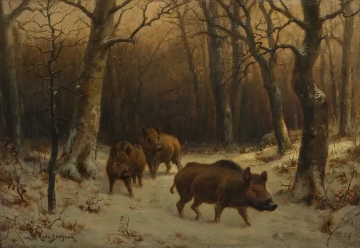 Framed Print : Wild Boars in the Snow, c. 1872-1877. Creator: Rosa Bonheur (French, 1822-1899) Framed Print : Wild Boars in the Snow, c. 1872-1877. Creator: Rosa Bonheur (French, 1822-1899)