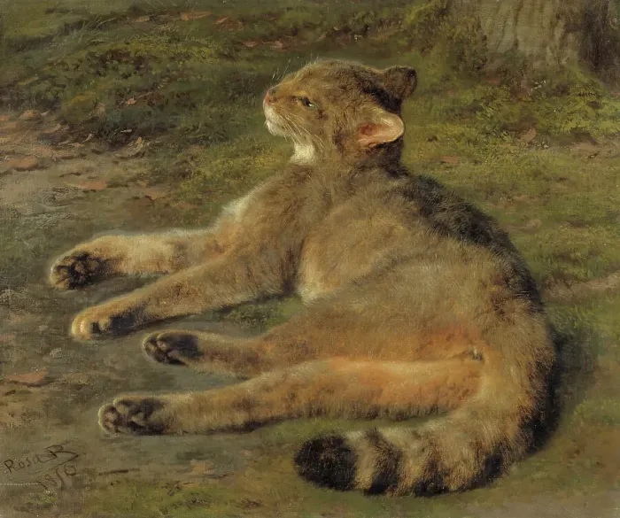 Framed Print : Wild Cat, 1850. Creator: Rosa Bonheur Framed Print : Wild Cat, 1850. Creator: Rosa Bonheur