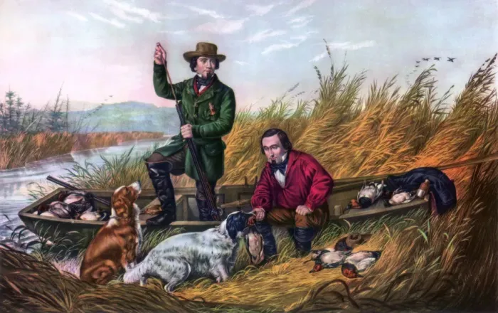 Framed Print : Wild Duck Shooting, 1854. Artist: Currier and Ives Framed Print : Wild Duck Shooting, 1854. Artist: Currier and Ives