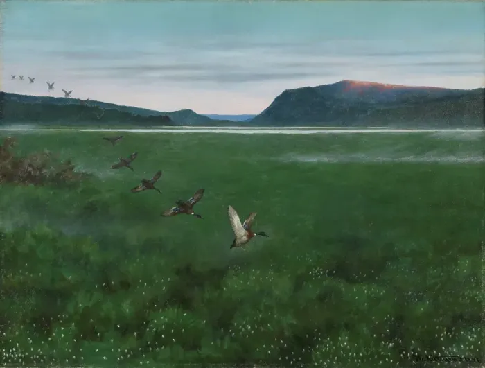 Framed Print : The twelve Wild Ducks, 1897. Creator: Theodor Kittelsen Framed Print : The twelve Wild Ducks, 1897. Creator: Theodor Kittelsen